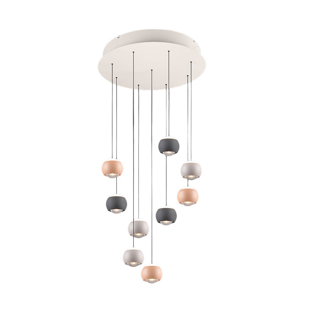moderne hanglamp trio rond in oudroze mat zwart lichtgrijs