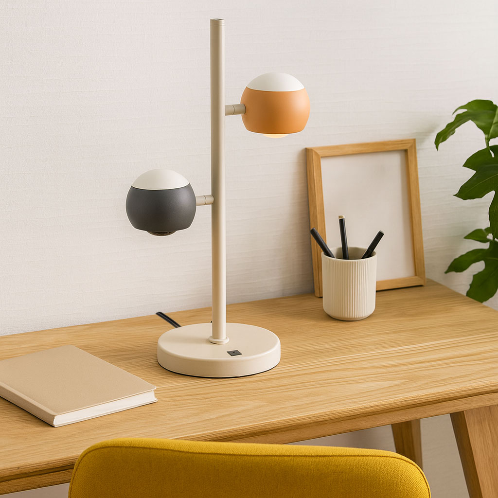 Trio moderne speelse tafellamp met kappen matzwart oudroze en grijs