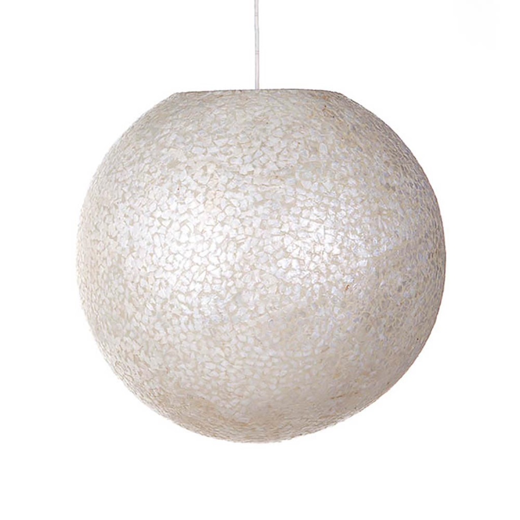 Het strak Kers Ronde schelpen hanglamp wit/parelmoer 50 cm | Straluma