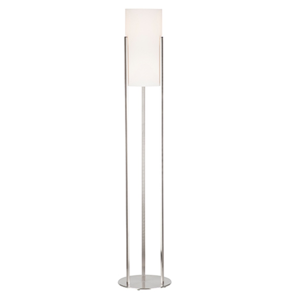 hoog Garderobe Ontslag Vloerlamp RVS met glazen kap wit | Straluma