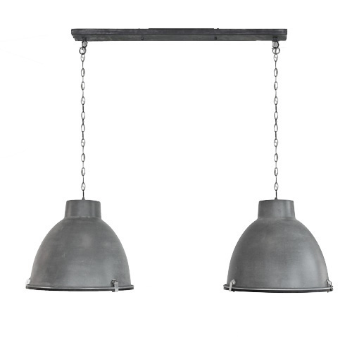lokaal Boekhouding handig Hanglamp 2L Dubbele Kap Eettafel beton | Straluma