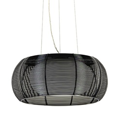 Hanglamp zwart draad met wit glas 40cm