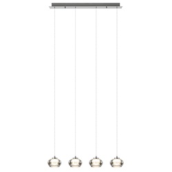 4-Lichts LED hanglamp chroom met smoke glas 3-standen dimbaar