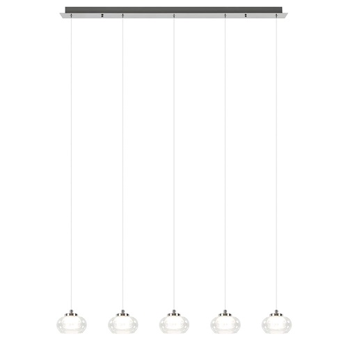 5-Lichts hanglamp chroom met helder glas en dimbaar LED