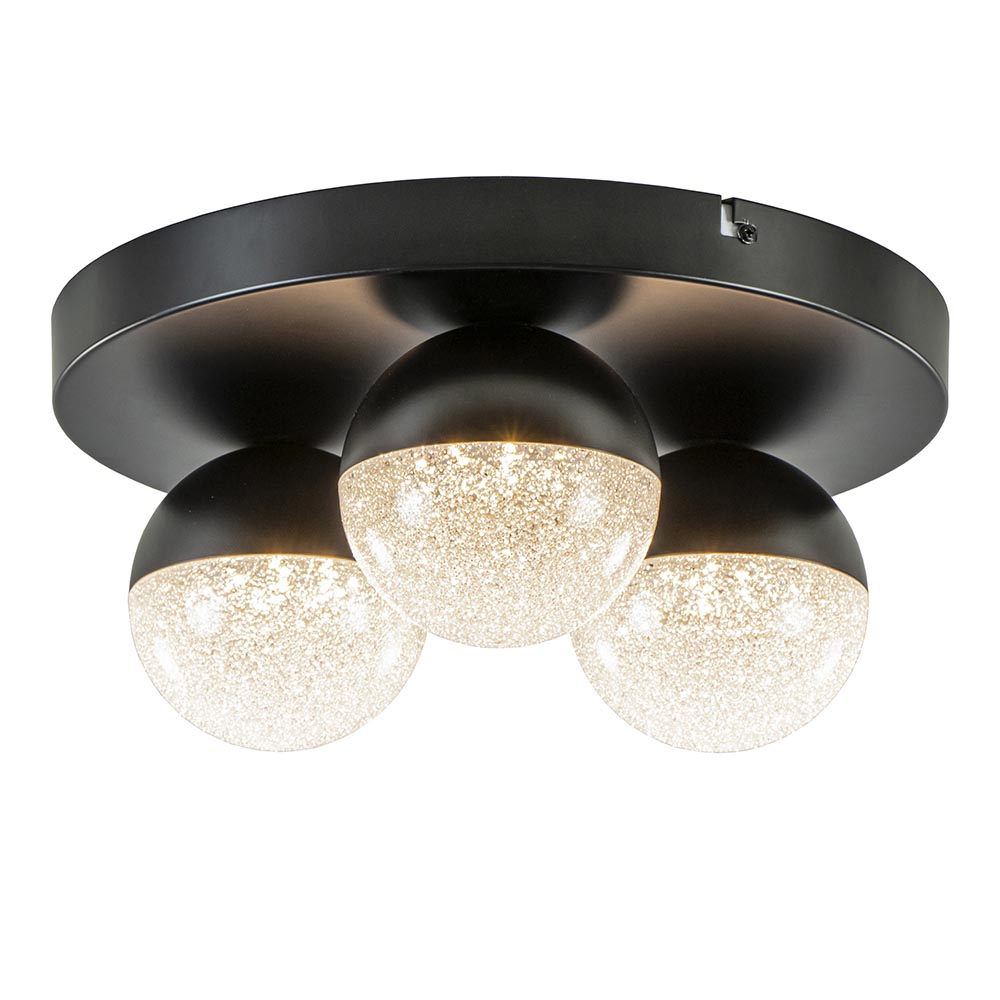Mand premier Lui 3-Lichts ronde LED plafondlamp zwart 3-standen dimbaar | Straluma