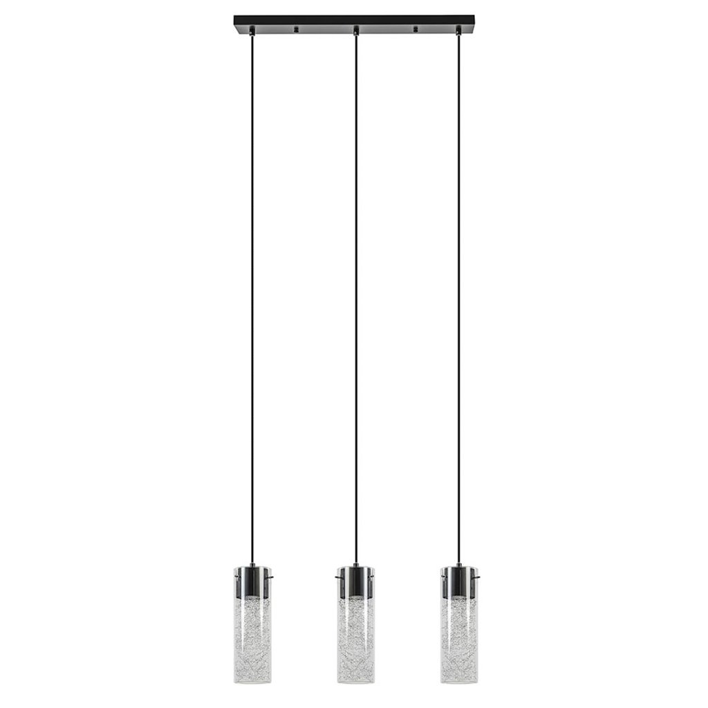 Speelse hanglamp zwart met helder glas 3-lichts