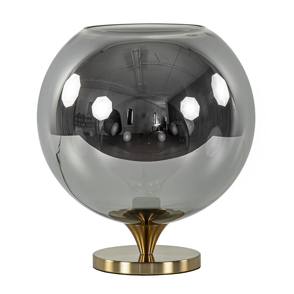 Globe tafellamp smoke/titanium met gouden voet