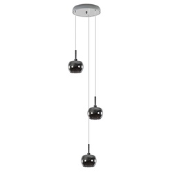 3-Lichts hanglamp chroom met smokey glazen kappen