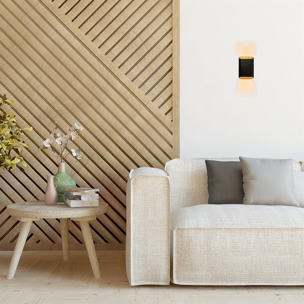 Wandlamp Diaz small - Zwart/matgoud