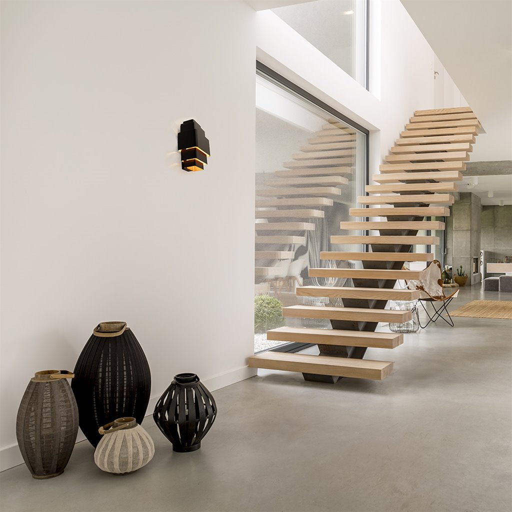 Wandlamp Layers - Zwart/matgoud