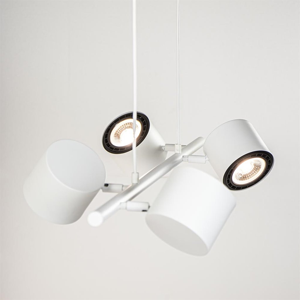 Moderne hanglamp wit met verstelbare LED spots |