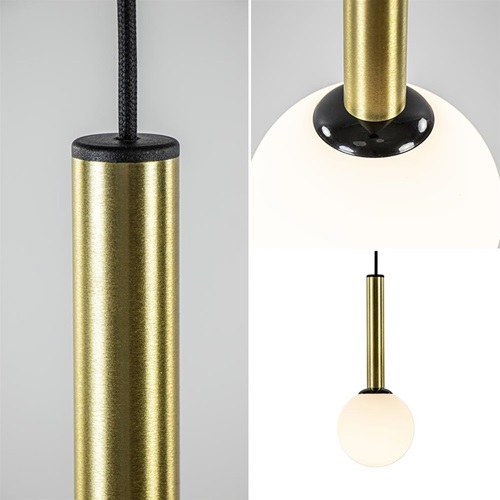 Ronde 3-lichts hanglamp retro zwart/goud/wit