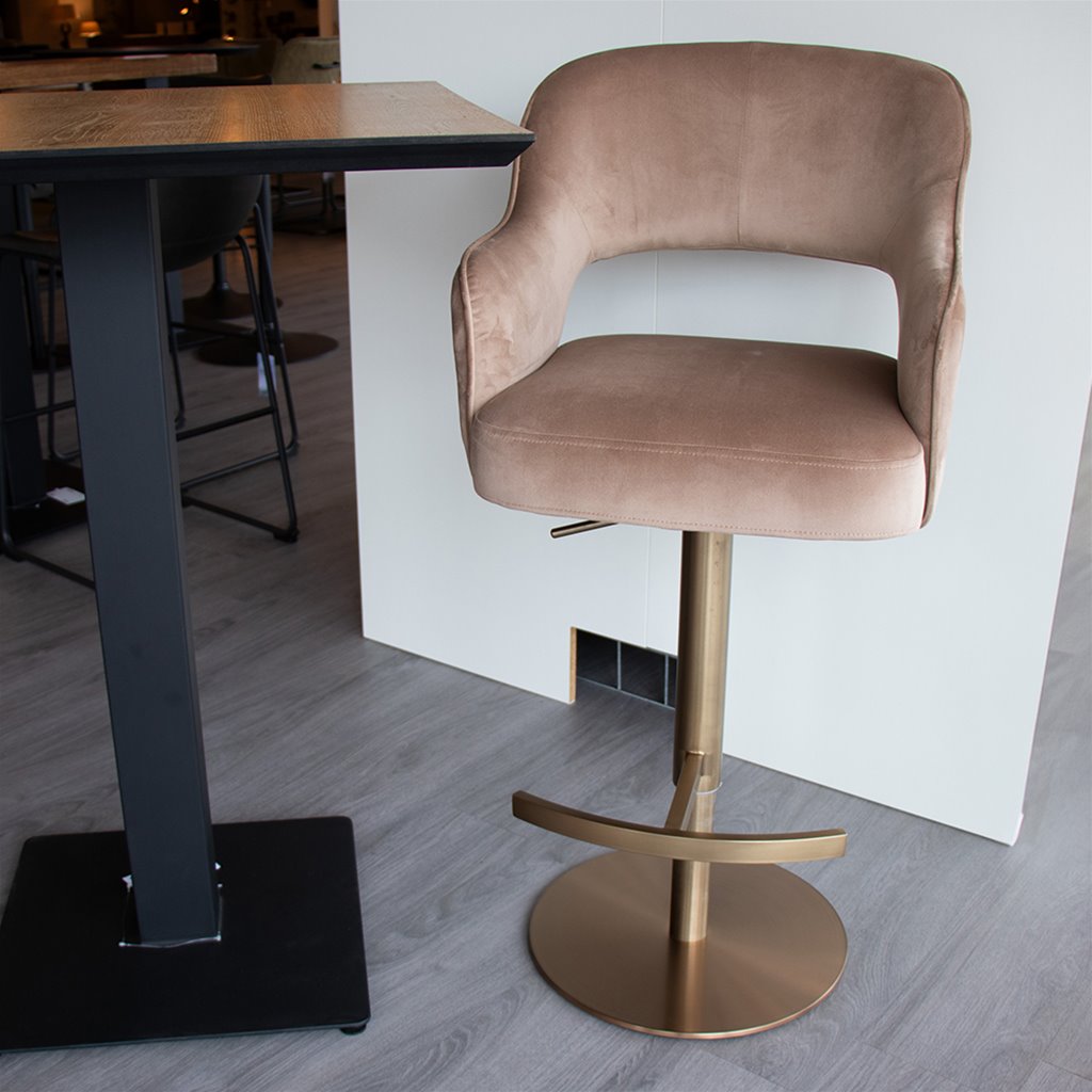 Luxe barstoel met verstelbare bruin/gouden poot
