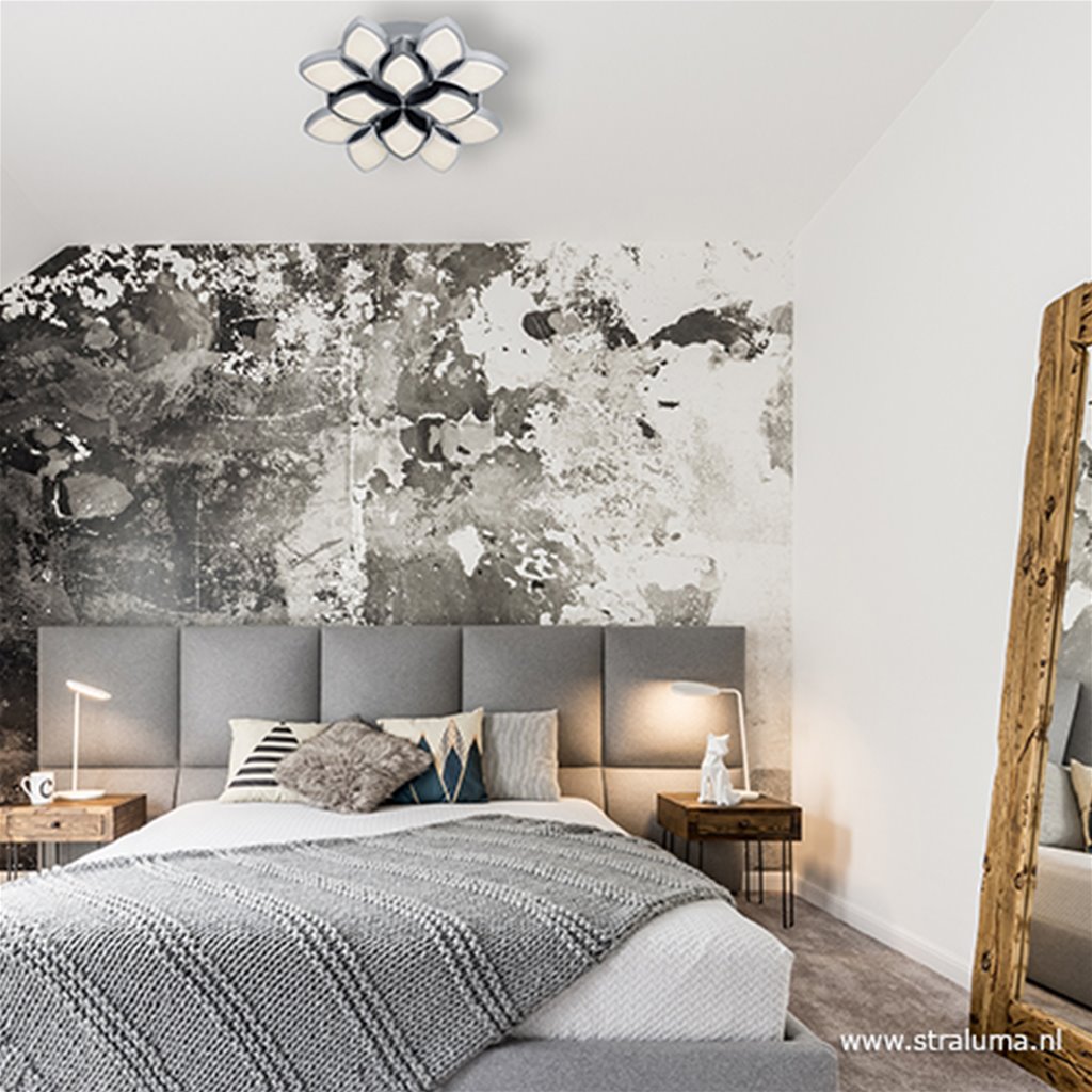 Decoratieve plafondlamp bloem grijs LED