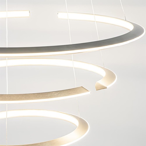 Moderne hanglamp rond met LED ringen nikkel