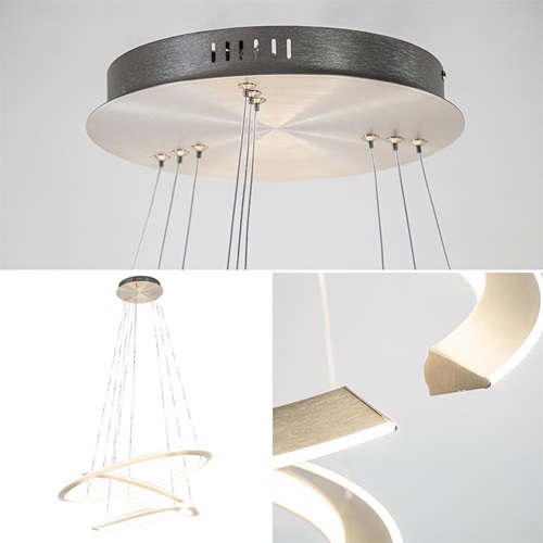 Moderne hanglamp rond met LED ringen nikkel
