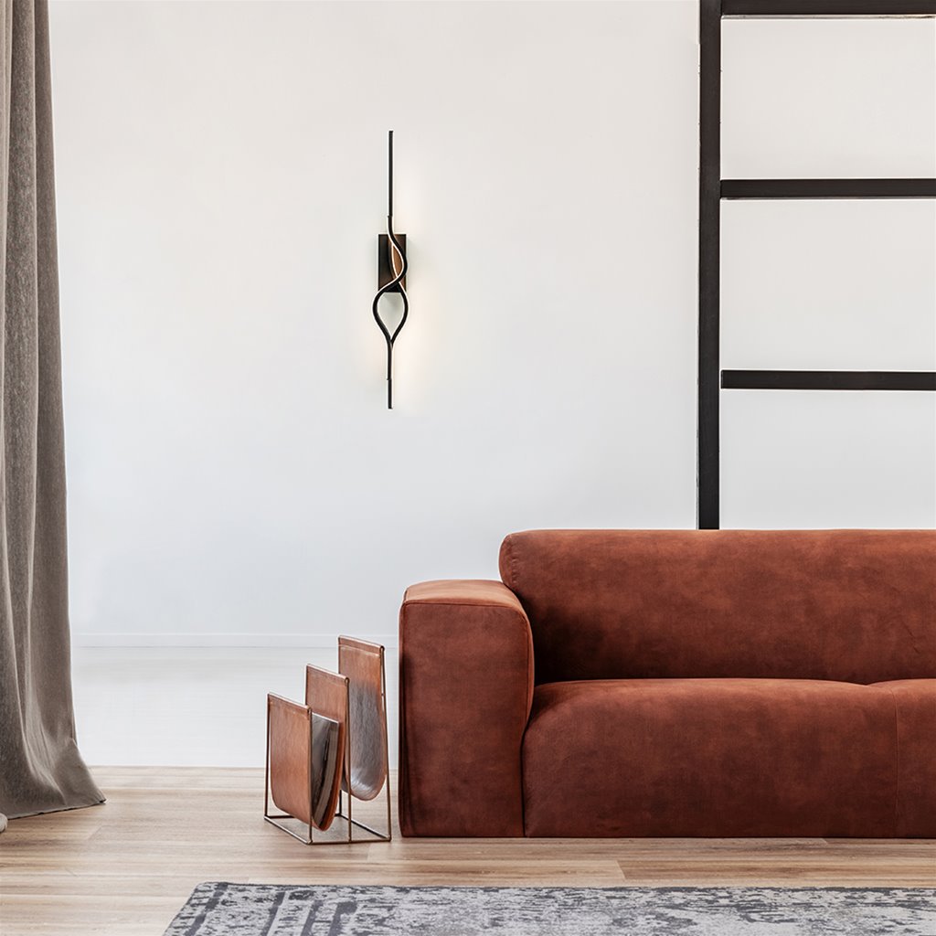 Wandlamp zwart met krul