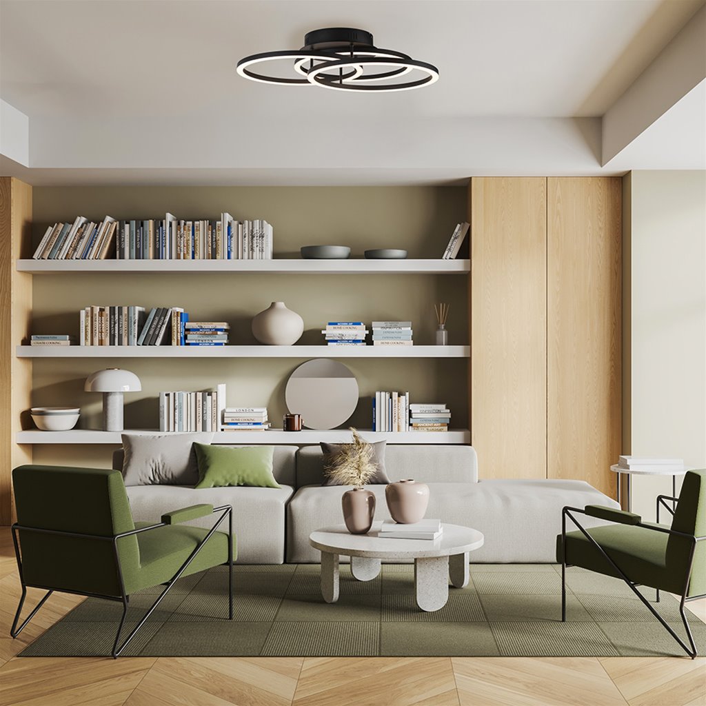 Plafondlamp Ringen - Zwart