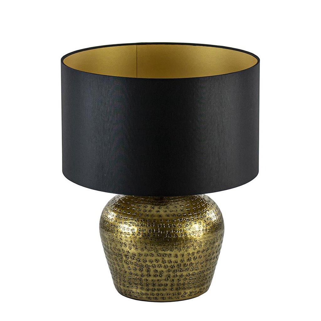 Vertrouwen houder thermometer Lampenkap zwart/goud cilinder met gouden binnenzijde, hoogte 20cm, Ø 35