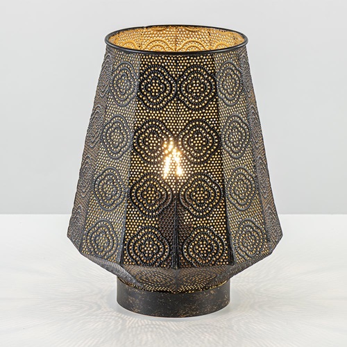 Lantaarn tafellamp donker bruin oriental