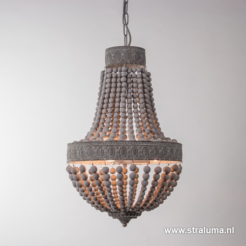 Kralen hanglamp-kroon Luna grijs 41 cm