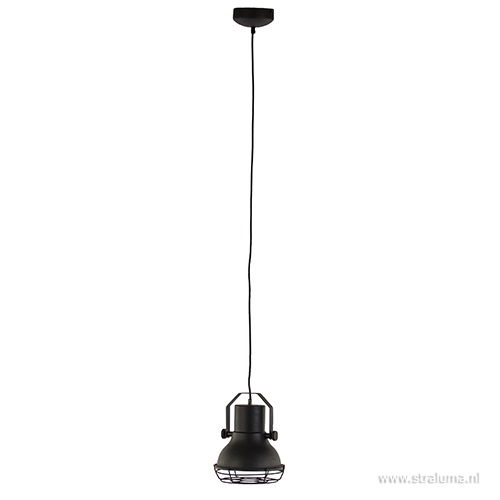 Kleine industriële hanglamp mat zwart