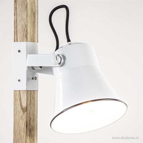 Landelijke 2-lichts vloerlamp hout met witte kappen