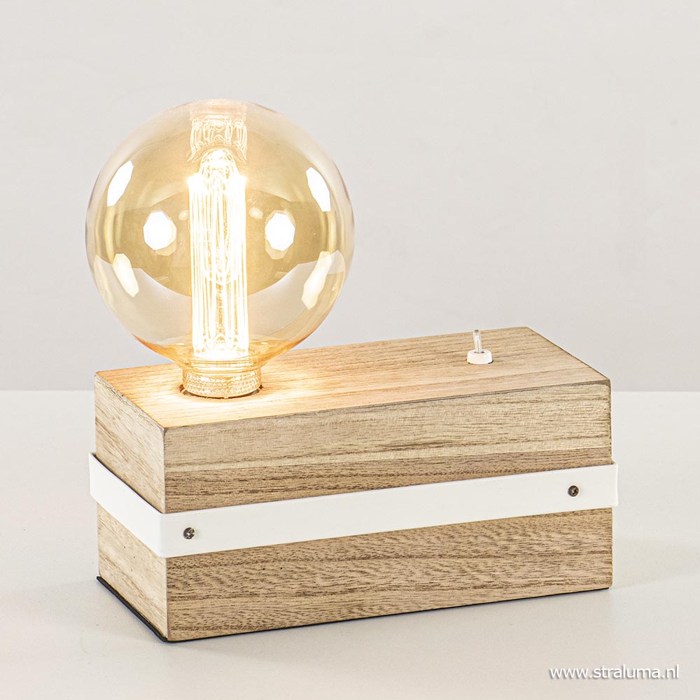 Maria vonnis toenemen Tafellamp houten blok met schakelaar exclusief bron | Straluma