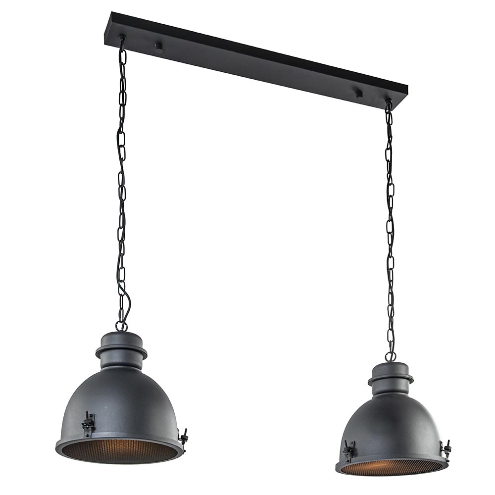 Uitroepteken Sijpelen Meander Hanglamp 2L industrieel zwart/grill | Straluma