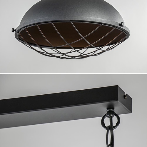 Industriële 2-lichts hanglamp zwart met houten klos