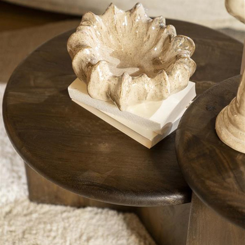 Leoti ronde houten salontafel in warm bruin