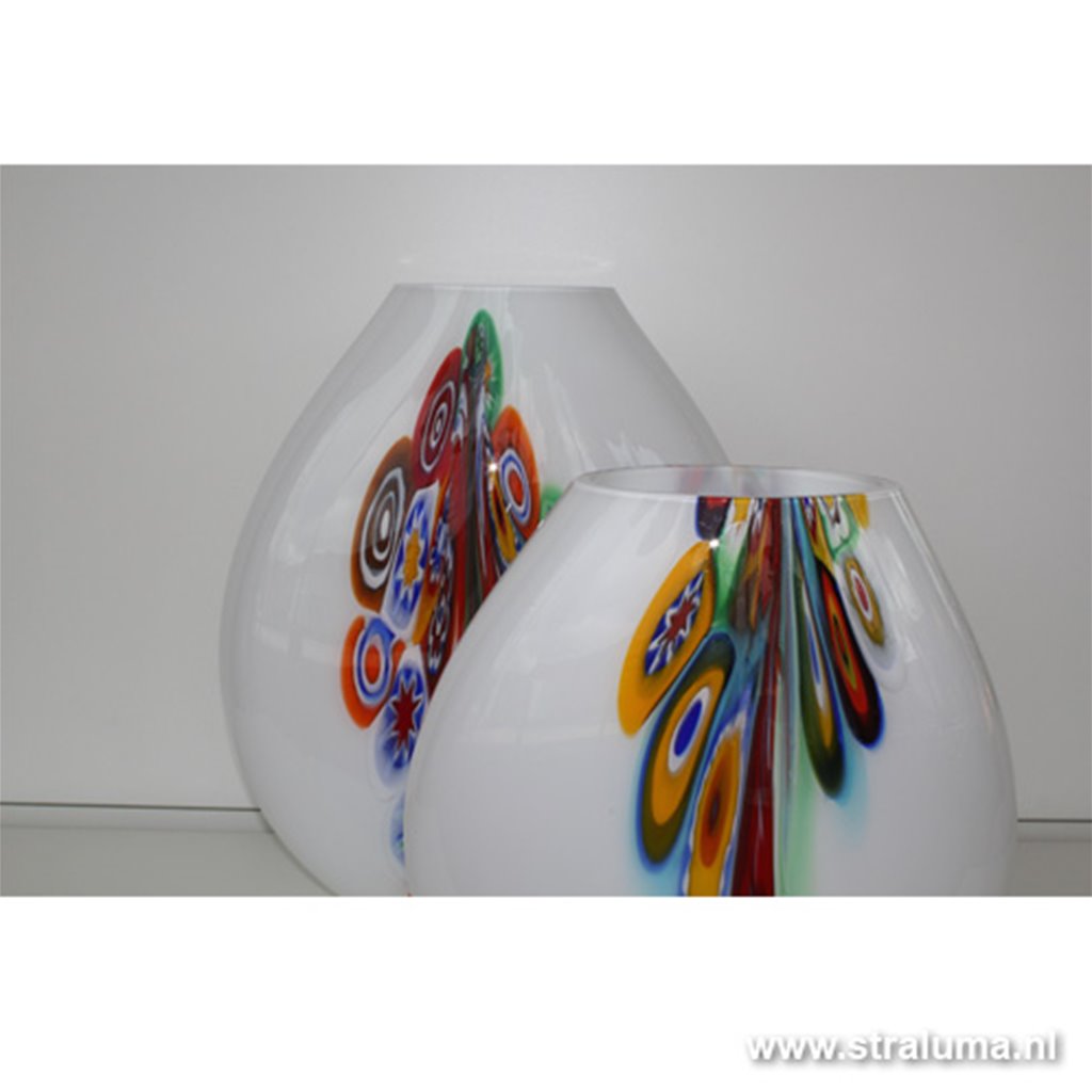 Catastrofe metalen Bouwen op Murano glas tafellamp wit met kleuren | Straluma