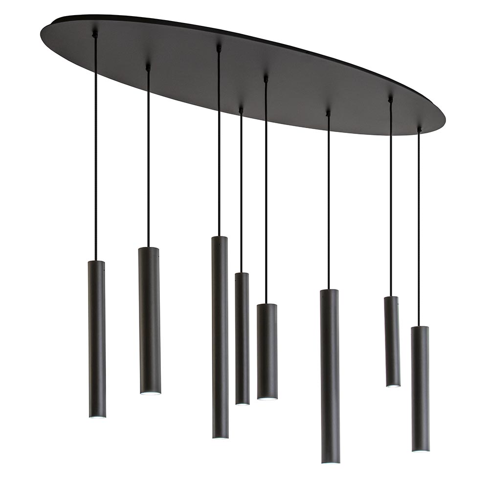 petticoat Geleidbaarheid Netjes Ovale 8-lichts hanglamp tubes zwart metaal | Straluma