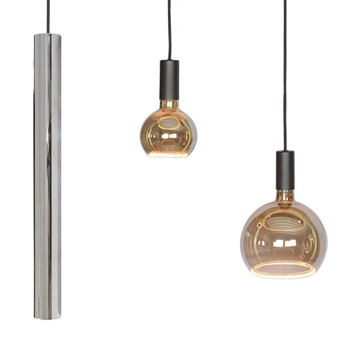 Design hanglamp 7-lichts zwart met nikkel