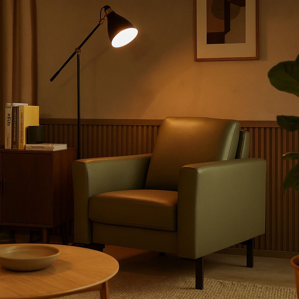 Groene moderne fauteuil Jade met verstelbare zitting