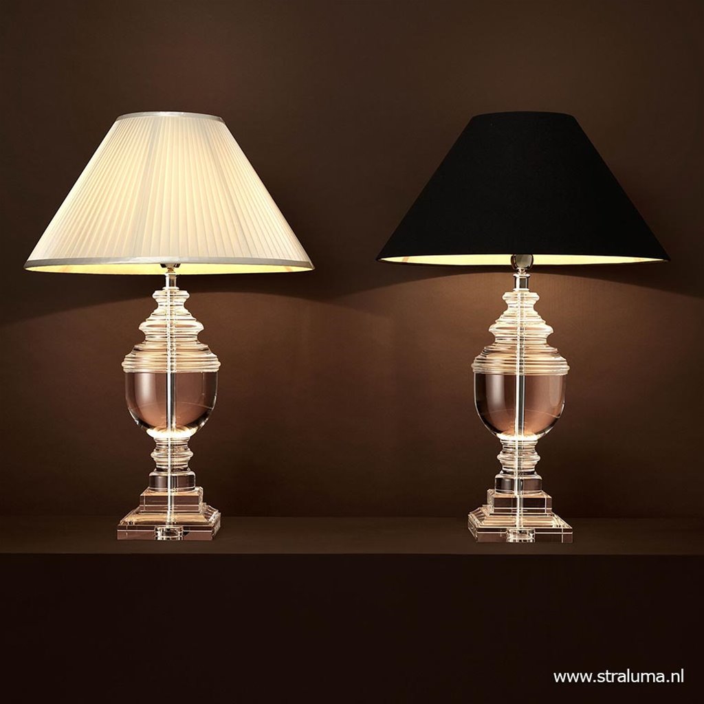 Integreren Gaan kaas Tafellamp plise lampenkap wit | Straluma
