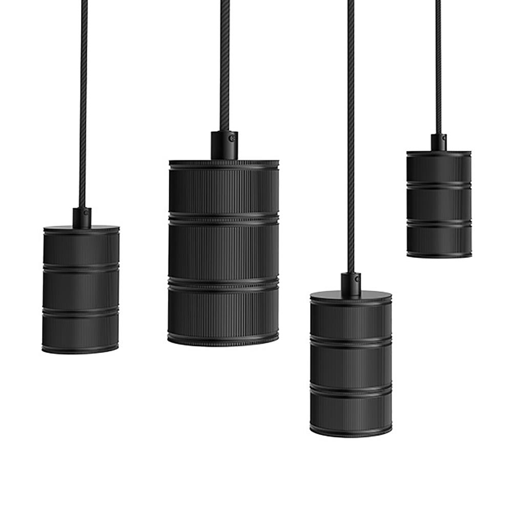 Calex Retro suspension, ronde, 3 lampes, noire