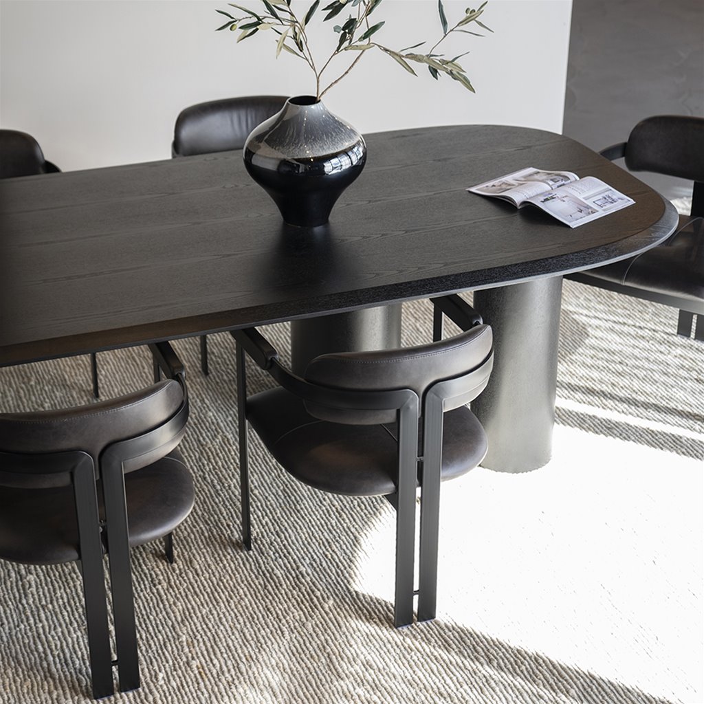 Robuuste eettafel Walter zwart eiken fineer 300x120 cm