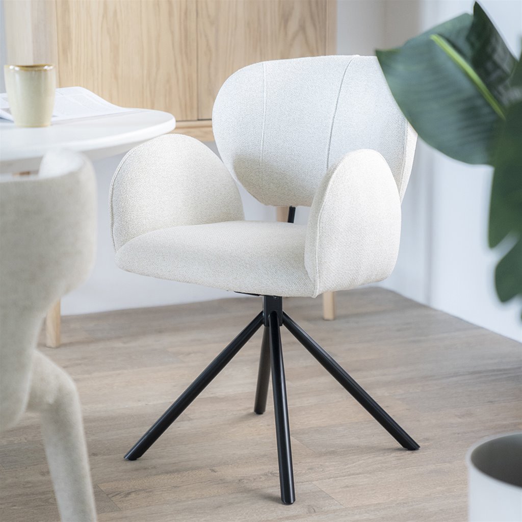 Eetkamerstoel Rosalin beige met zwarte poot