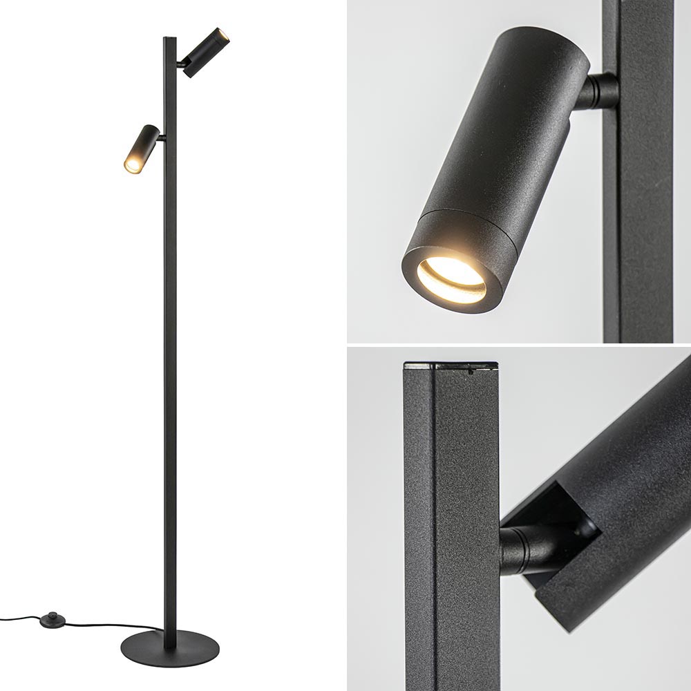 Aubergine Cadeau Horen van Moderne vloerlamp met verstelbare spots zwart/goud | Straluma