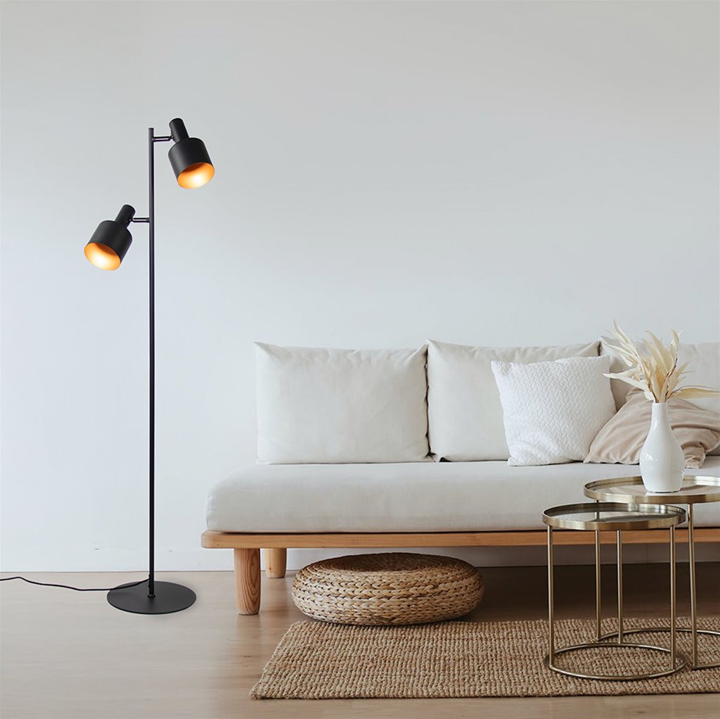 Vloerlamp 2L - Zwart/goud
