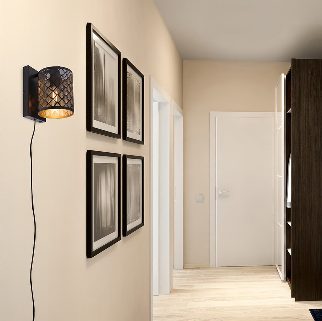 Wandlamp zwart/goud