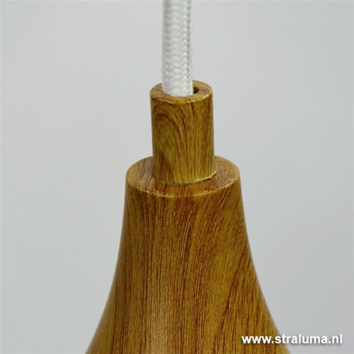 Scandinavische hanglamp wit en hout