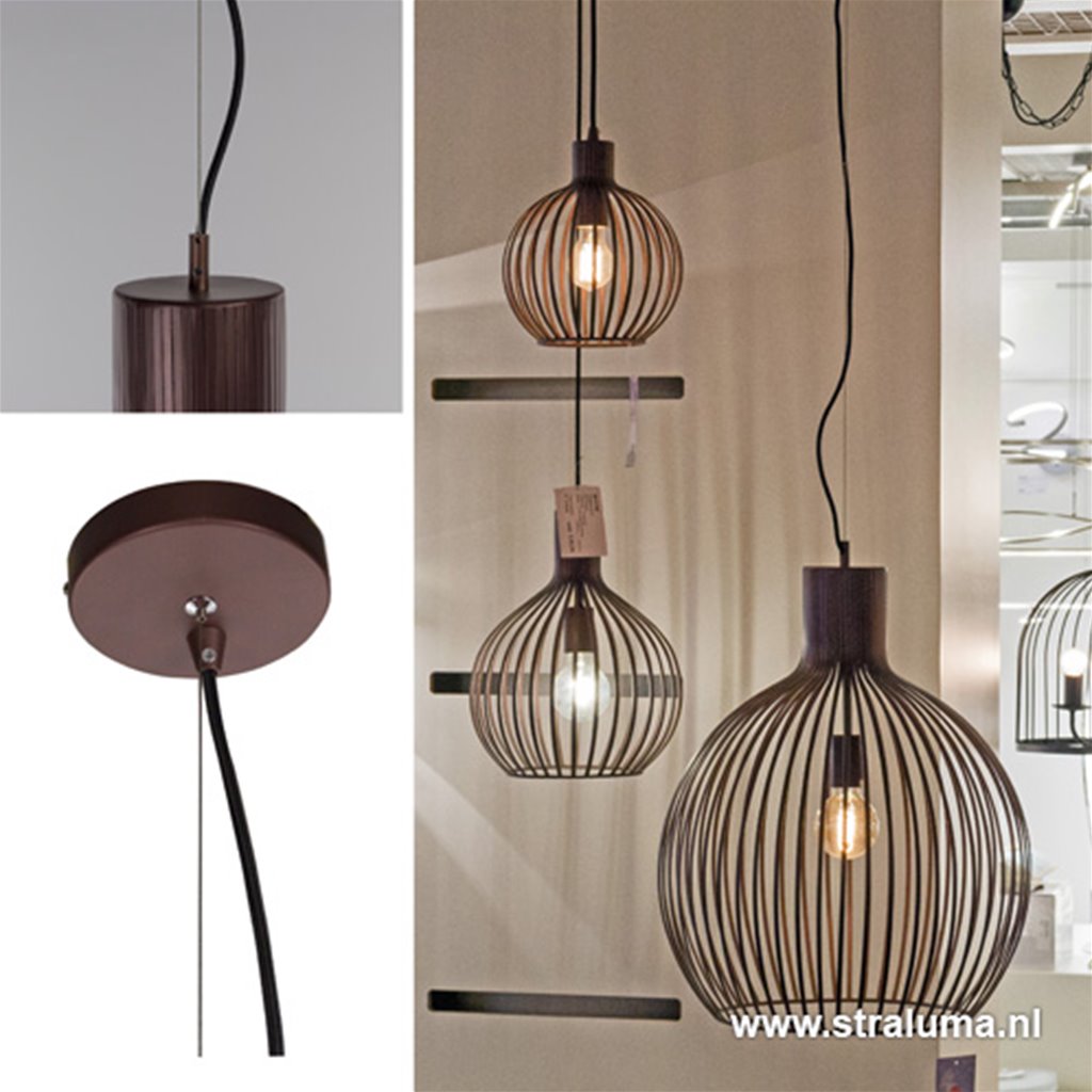 Landelijke bruine hanglamp Terme bol