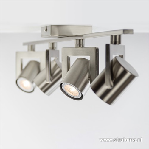 Moderne LED spot-balk 4-lichts staal