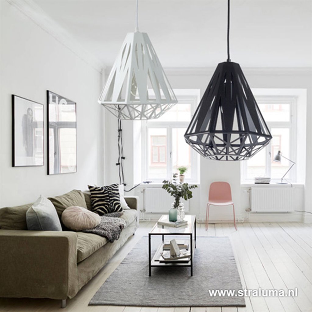 Scandinavische hanglamp wit grafisch