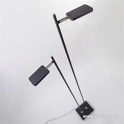 Staande 2-lichts leeslamp zwart 2xpushdimmer