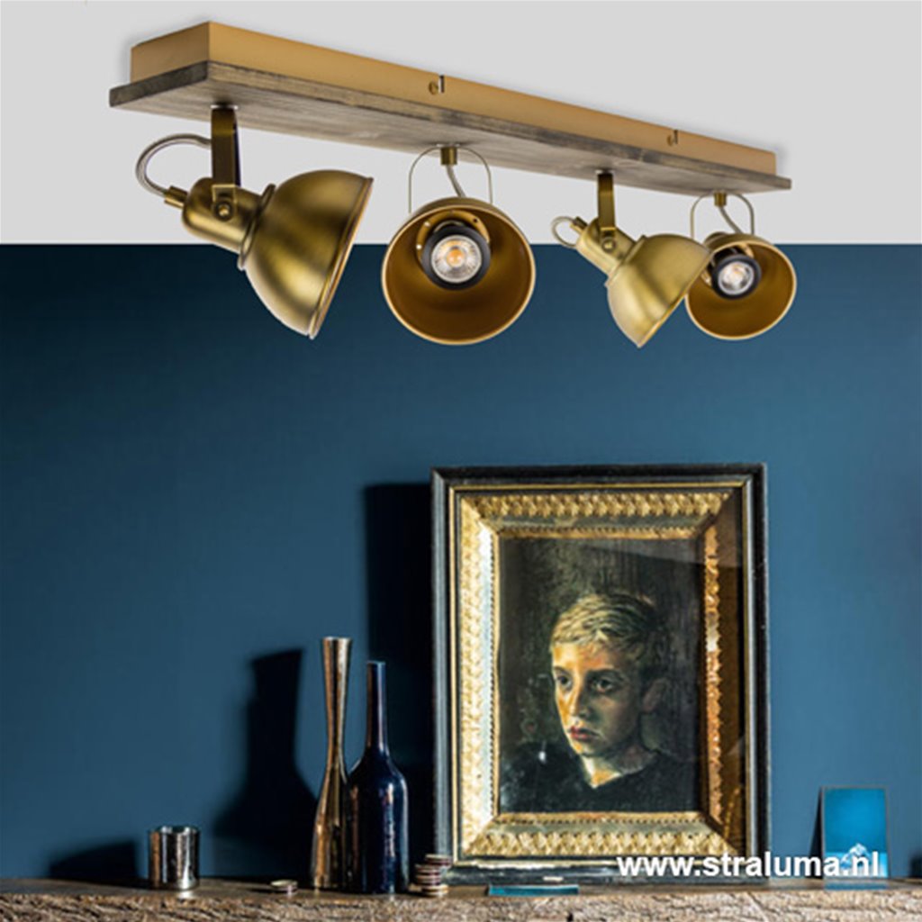 Landelijke 4 l hout met bronzen spot