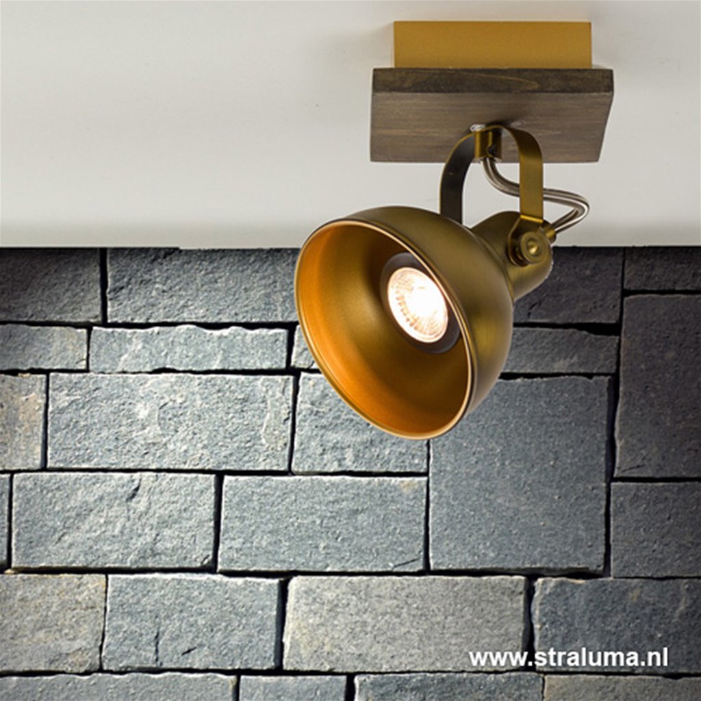 Landelijke spot met hout en brons