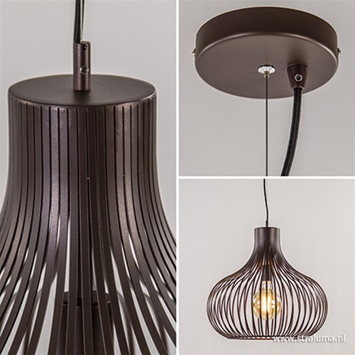 Landelijke draadlamp-hanglamp bruin 48cm